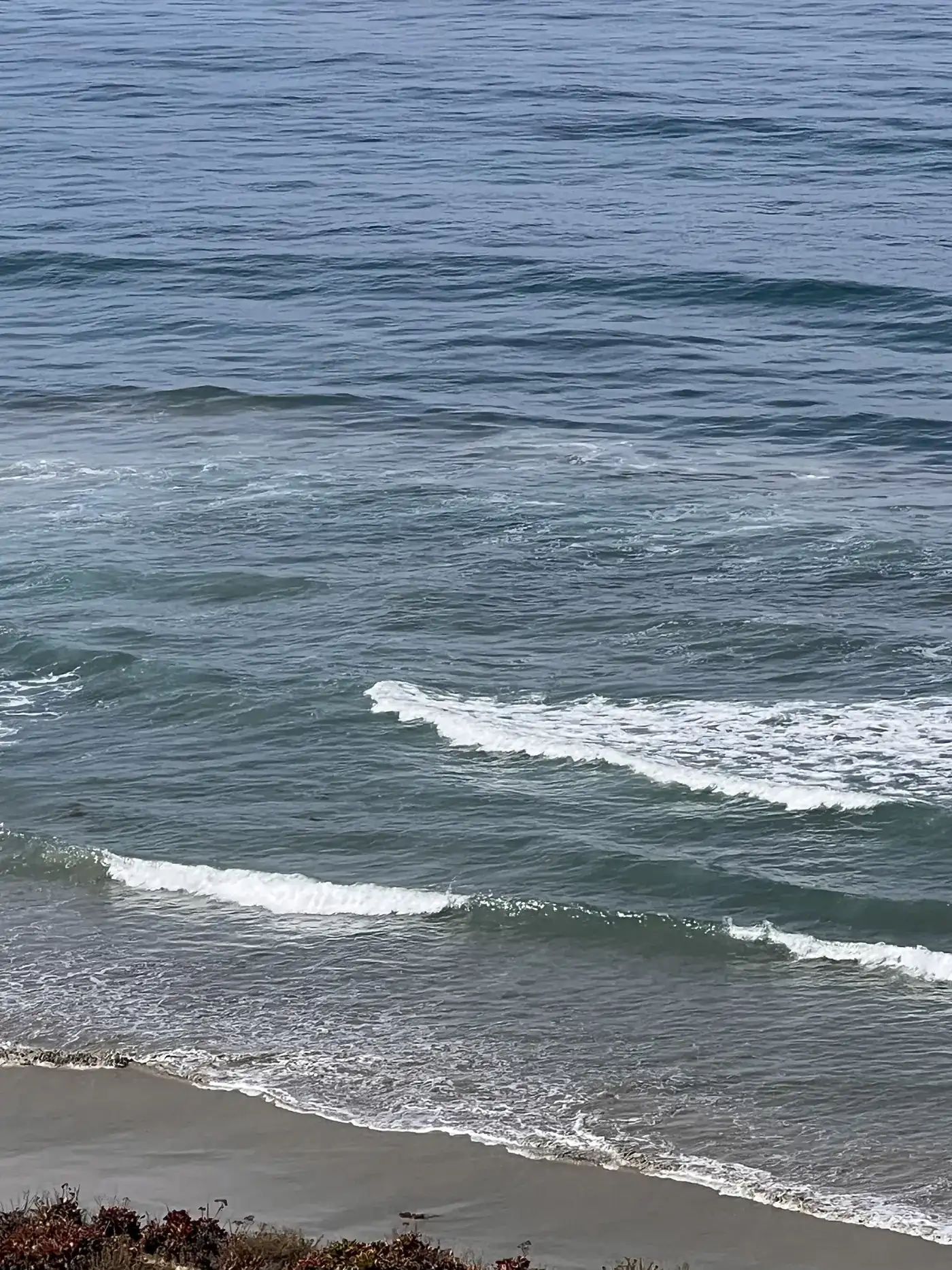 Ocean waves rolling onto a quiet shoreline
